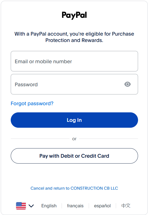 PayPal Checkout Screenshot